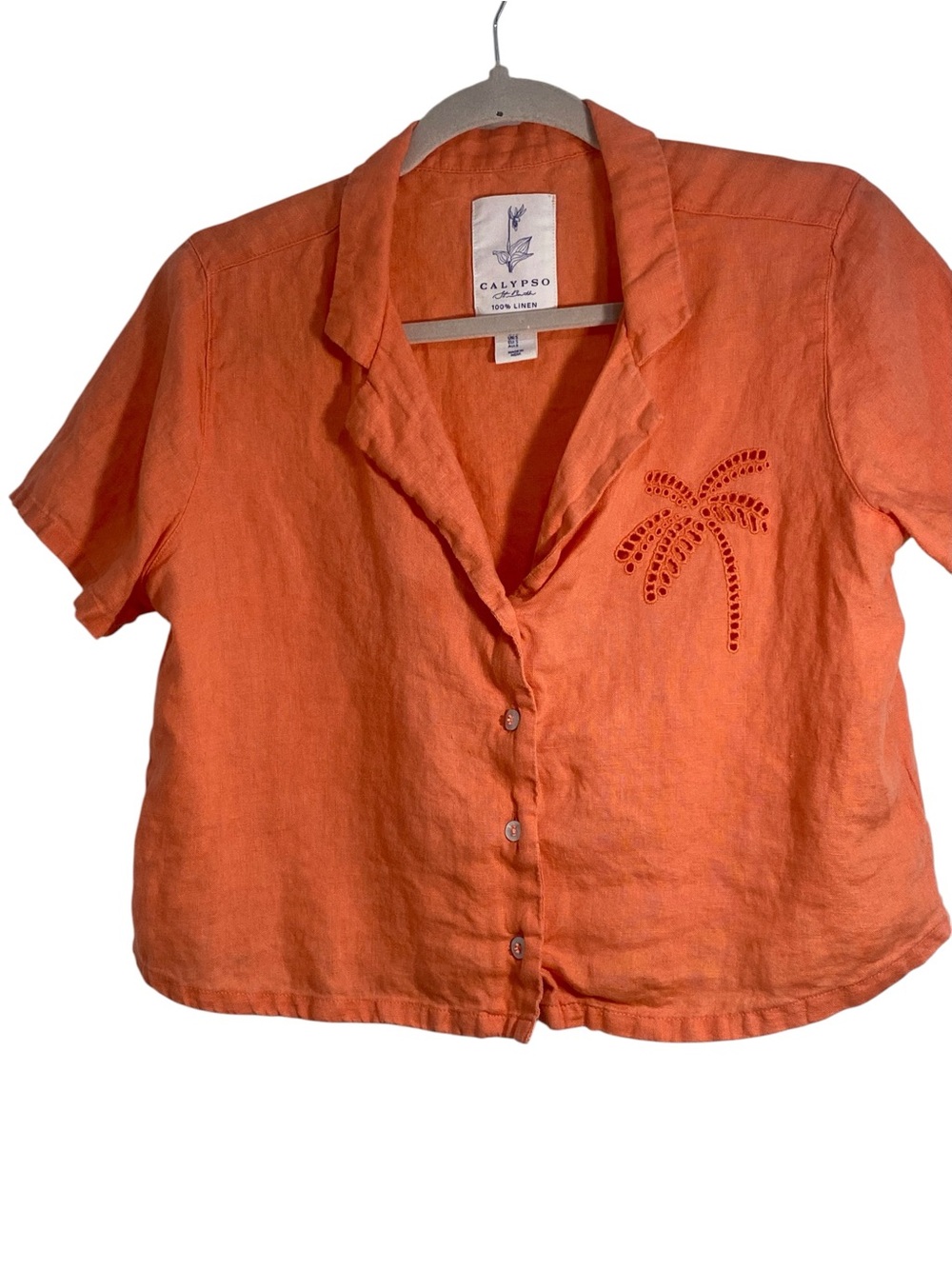 Calypso St Barth Linen Cropped Shirt
